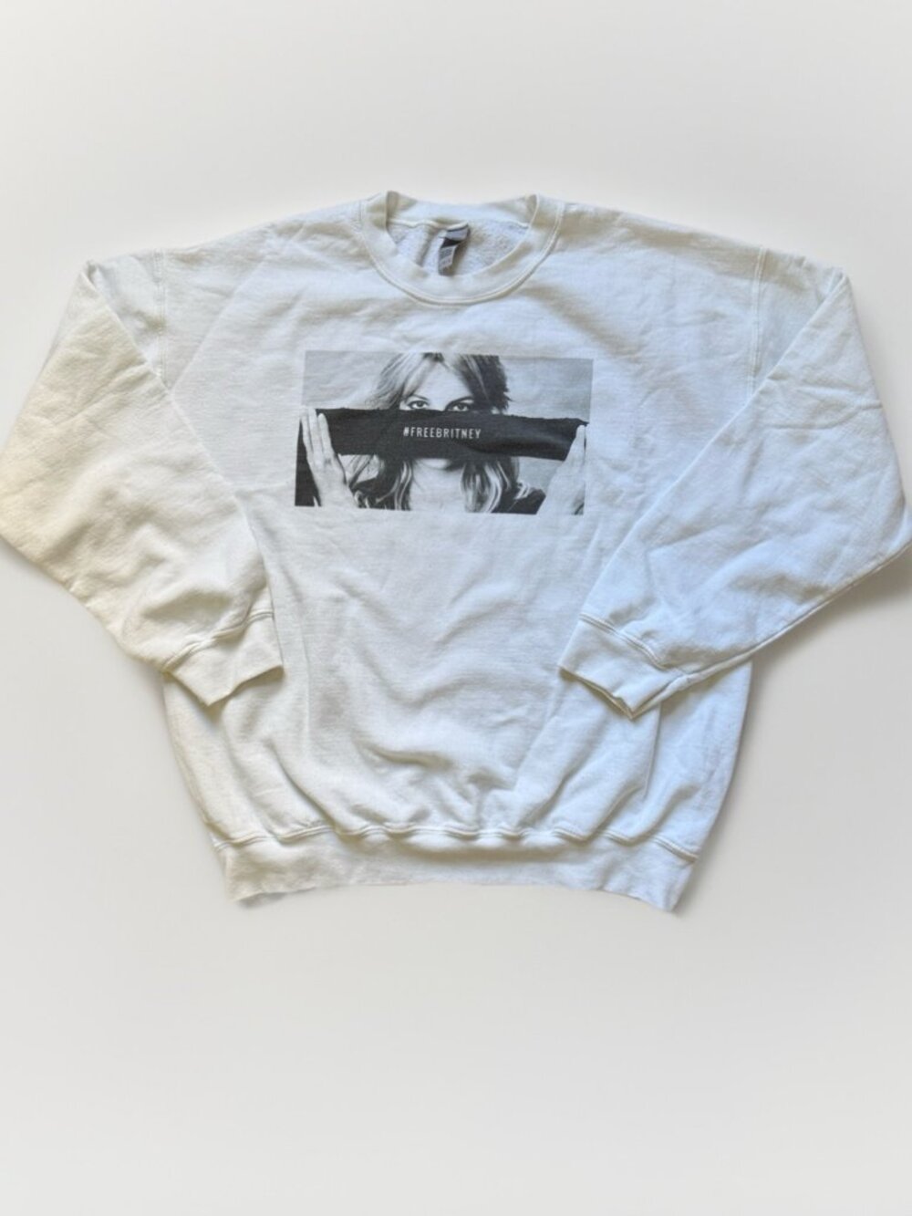 Free Britney Gildan White and Black Sweatshirt Womens Size L